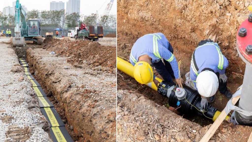 河套方艙醫院的燃氣管道，煤氣公司以4日速度竣工。