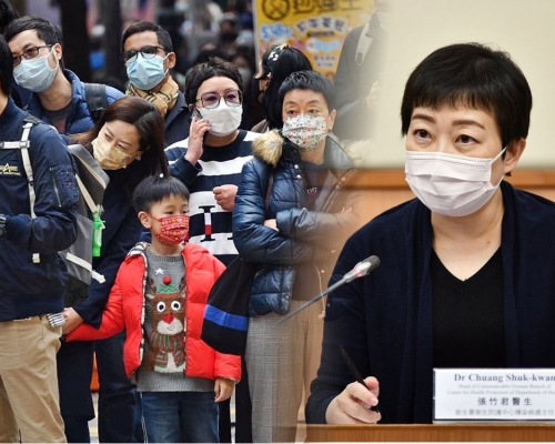 張竹君(右)公布本港今日新增74宗確診個案。資料圖片
