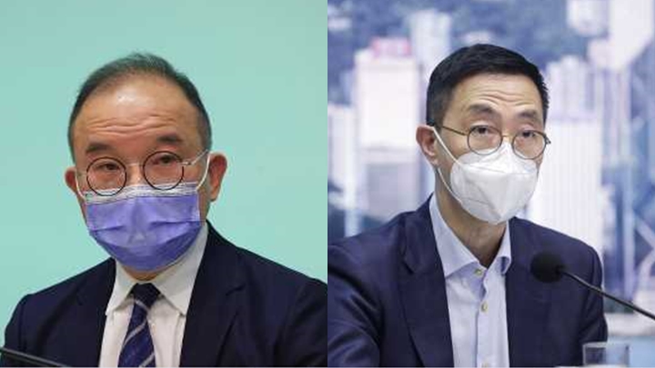 曾國衞(左)表示,通關後將積極走訪粵港澳大灣區;楊潤雄(右)則盼與內地進行實體交流活動。