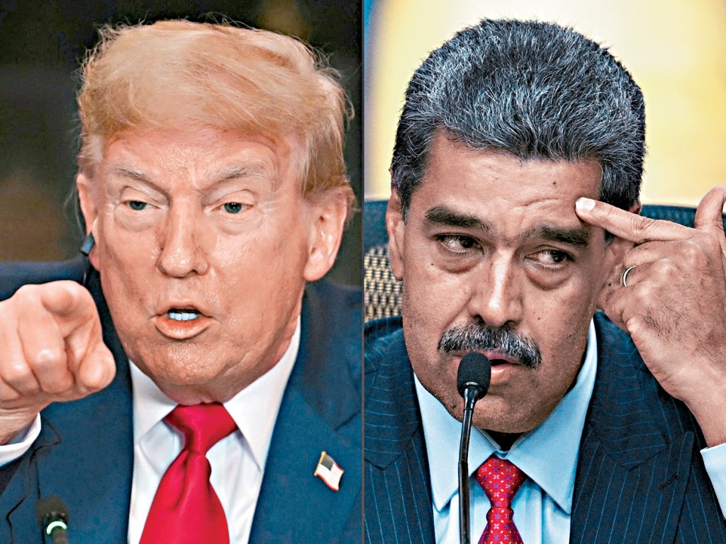 特朗普被指決心推翻委內瑞拉總統馬杜羅(右)。