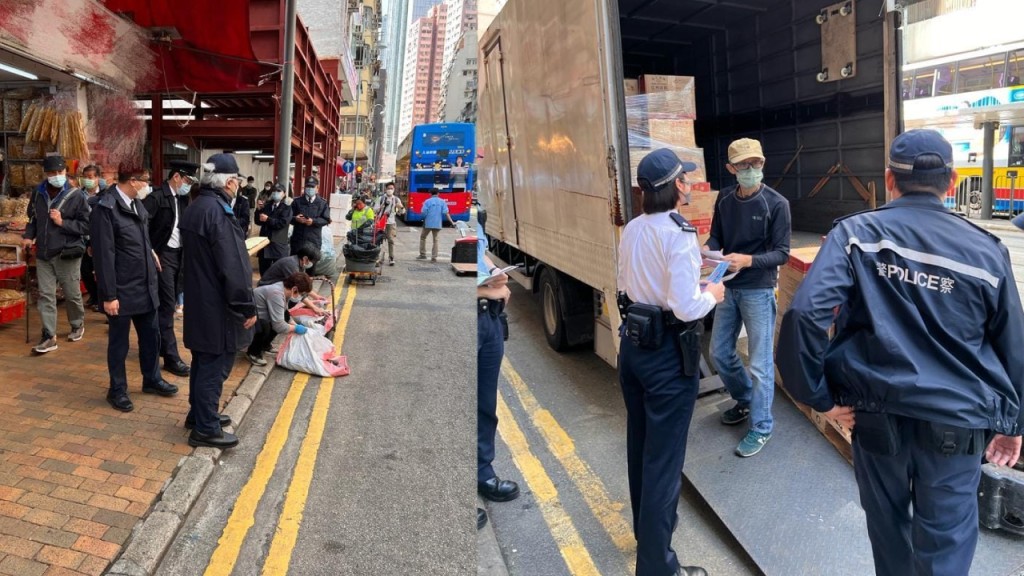 西環海味街年近歲晚 人車馬路邊貨如輪轉 警方聯合食環執法