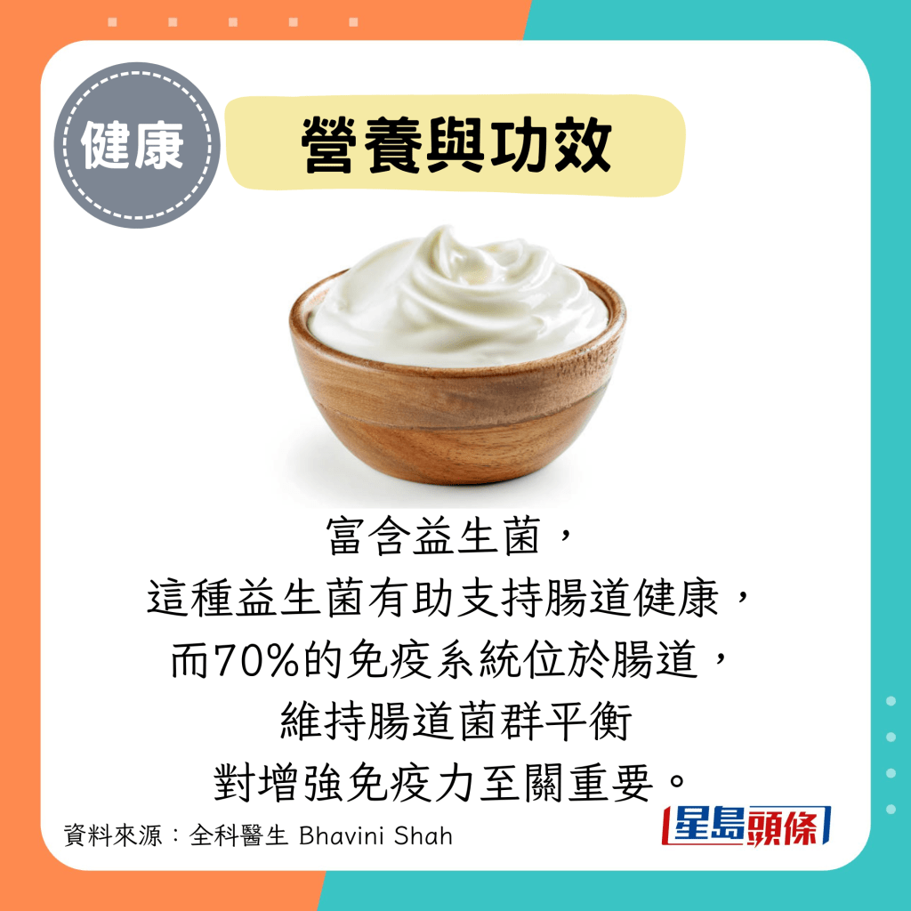 營養與功效：富含益生菌， 這種益生菌有助支持腸道健康， 而70%的免疫系統位於腸道， 維持腸道菌群平衡 對增強免疫力至關重要。