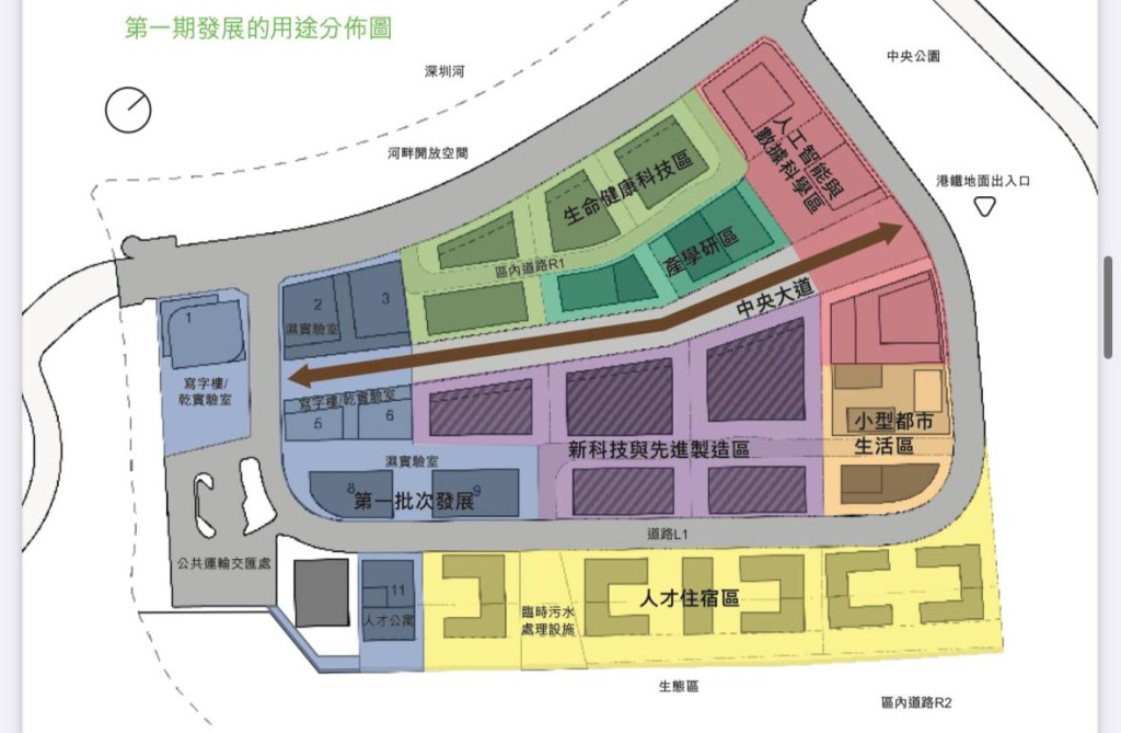 第一期發展的用途分布圖。