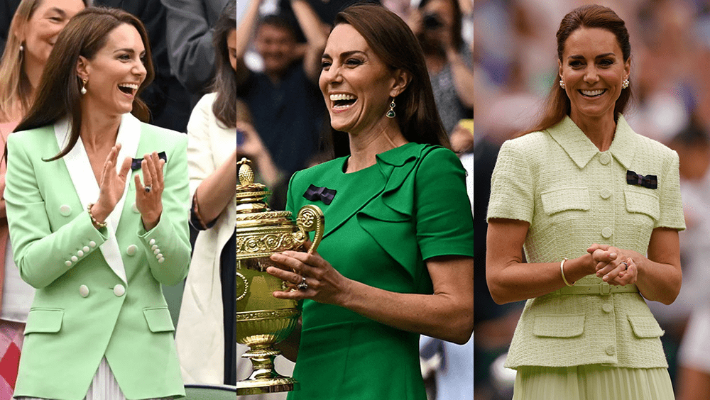 凯特皇妃以各种深浅色调的绿色服装亮相温布顿。