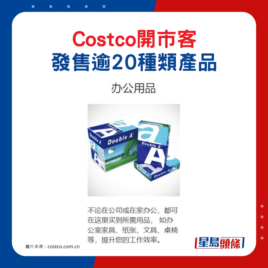 Costco開市客發售逾20種類產品