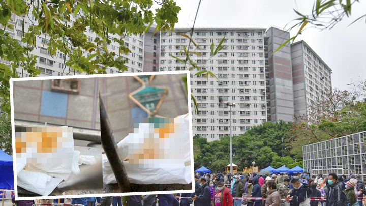 有居於新翠邨網民指樓上住戶拋下疑沾有大便的廁紙(小圖,網上圖片)。背景為資料圖片