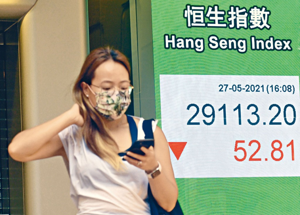 恒指昨日收市微跌52點，報29113點。