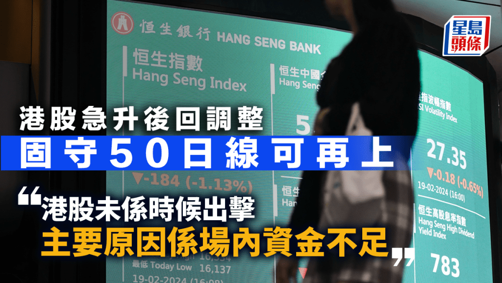 港股急升後回調整 固守50日線可再上｜古天后