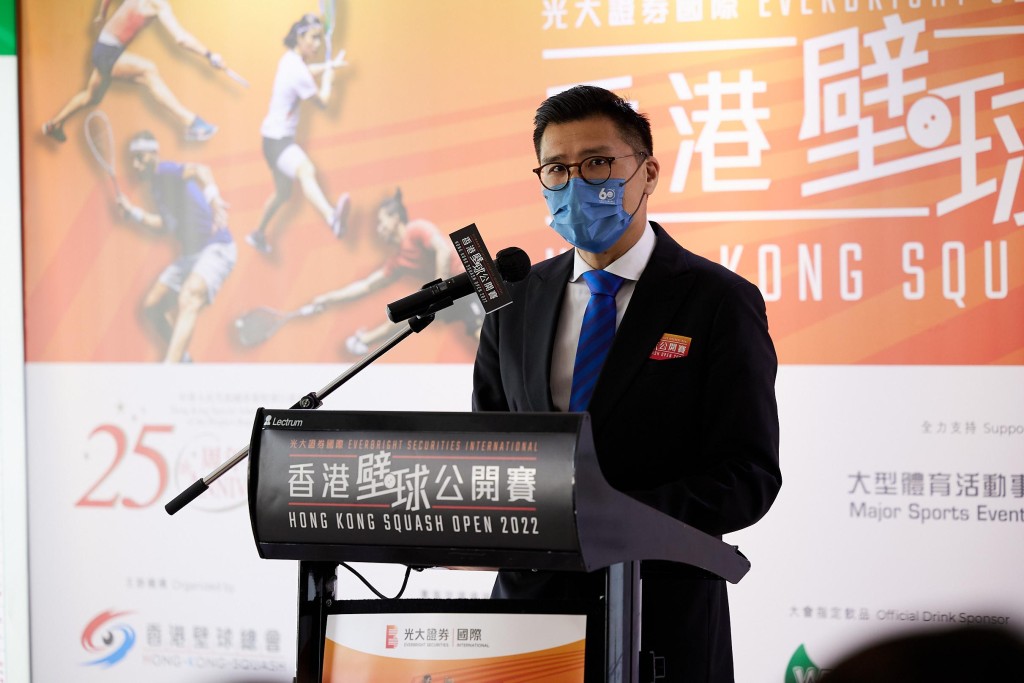 香港壁球总会主席邱达根期望港壁赛提升香港作为亚洲体育盛事之都的形象。公关提供图片
