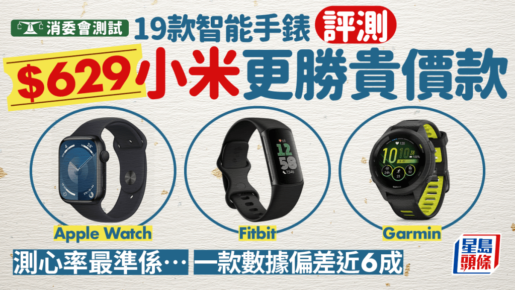消委會智能手錶/運動手環2024｜19款型號功能測試 (Apple Watch/小米/Garmin/Fitbit上榜 一型號數據偏差近60%
