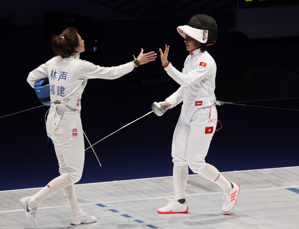 佘缮妡在女重个人赛4强不敌林声。徐嘉华摄 佘缮妡在女重个人赛4强不敌林声。徐嘉华摄