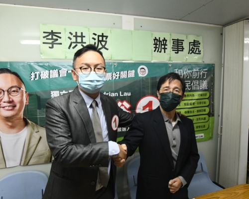 李洪波(右)獲民主黨批准個人名義支持劉卓裕(左)。