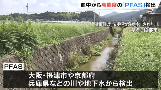 大阪、京都、兵庫縣等地的水質受PFAS污染（影片截圖：日本MBS每日放送）