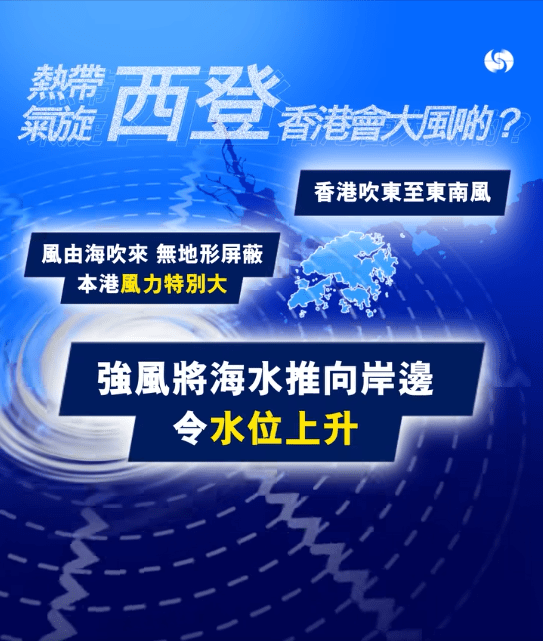 天文台在社交平台發布影片，解釋樺加沙「西登」較「東登」影響更大。天文台FB影片截圖