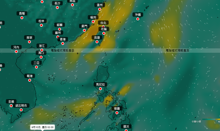 「風烏」AI模式下的9月10日（周四）地球天氣概況。