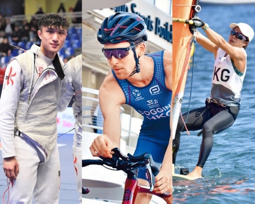 3位運動員包括蔡俊彥(左)、Oscar Coggins(中)及陳晞文(右)。資料圖片
