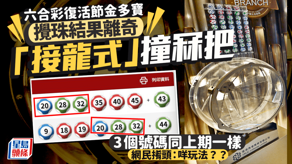 六合彩復活節金多寶 攪珠結果離奇「接龍式」撞冧把 3個號碼同上期一樣 網民𢯎頭：咩玩法？｜Juicy叮