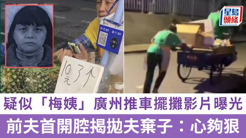 網民曬「梅姨」廣州推車擺攤影片獲街坊指證。