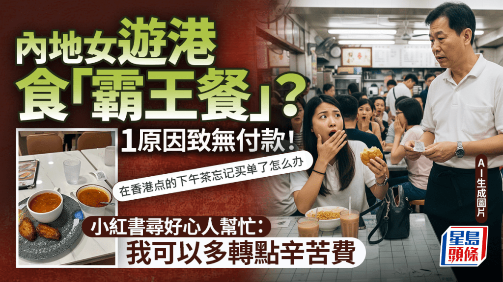 內地女遊港食「霸王餐」?1原因致無付款!小紅書尋好心人幫忙:我可以多轉點辛苦費