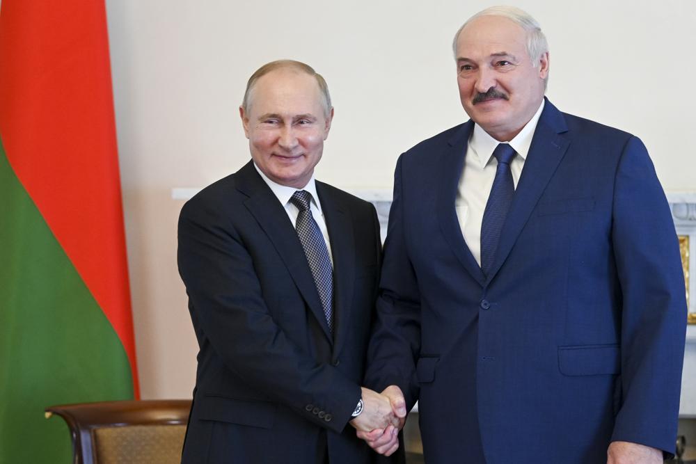 盧卡申科訪問莫斯科與俄羅斯總統普京會面。美聯社
