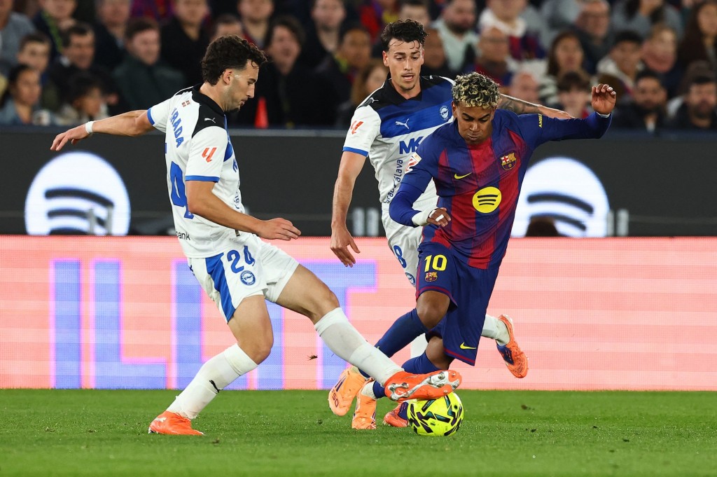 耶馬為巴塞扳平。路透社