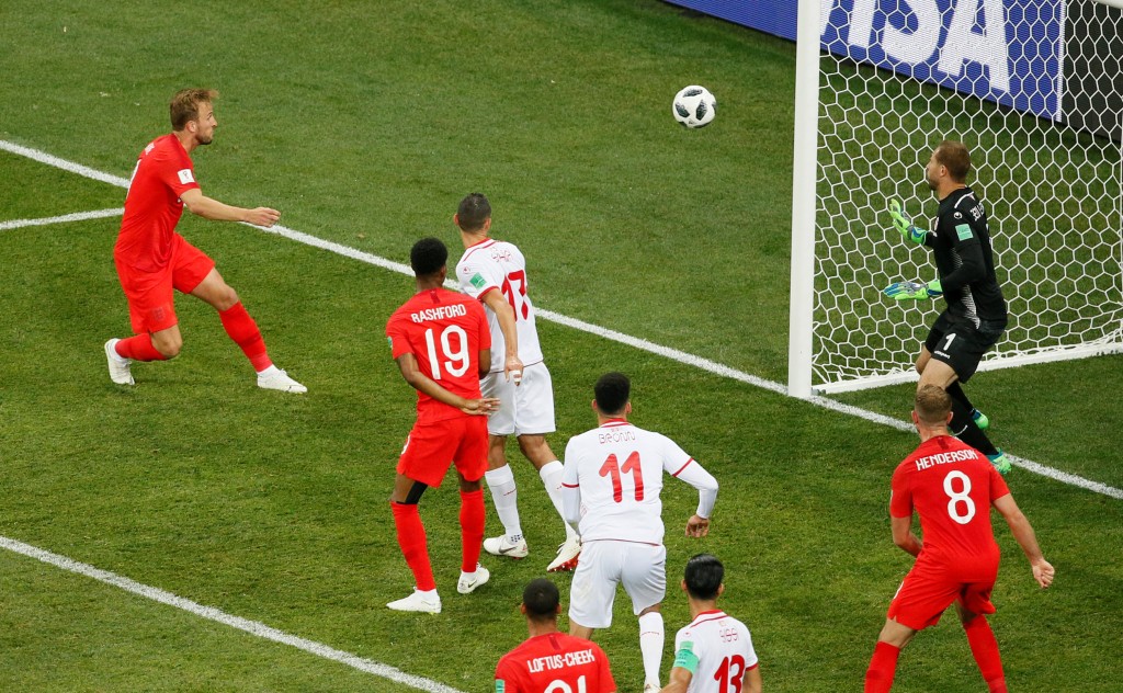 一八年世界盃分組賽，英格蘭靠哈利卡尼士哥先開紀錄，但之後被突尼西亞追平。戰至補時階段，卡尼藉角球攻勢再建功，助三獅2:1絕殺。Reuters資料圖片