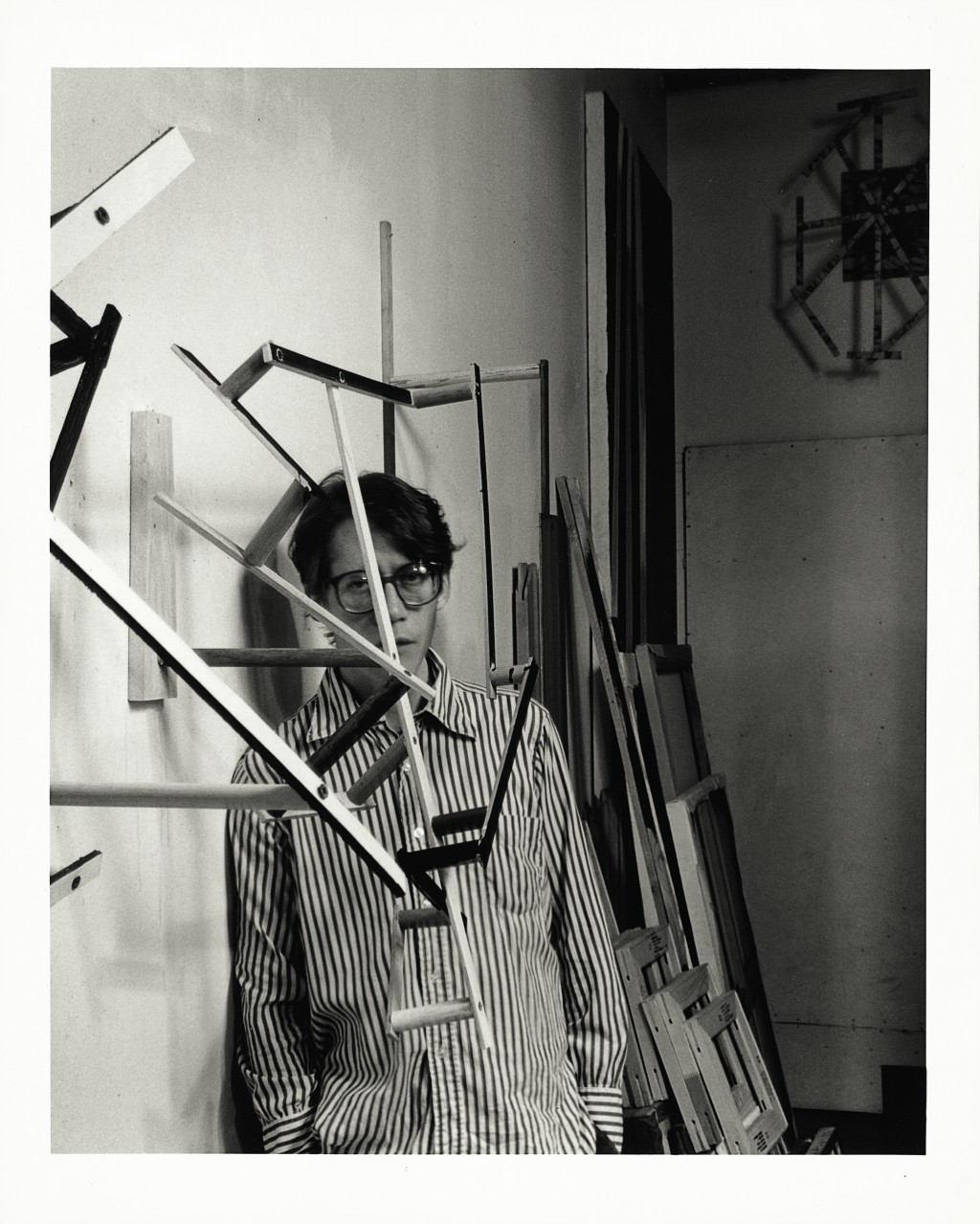 阿尔·泰勒在其纽约的工作室（1986年11月）。（黑白图片）