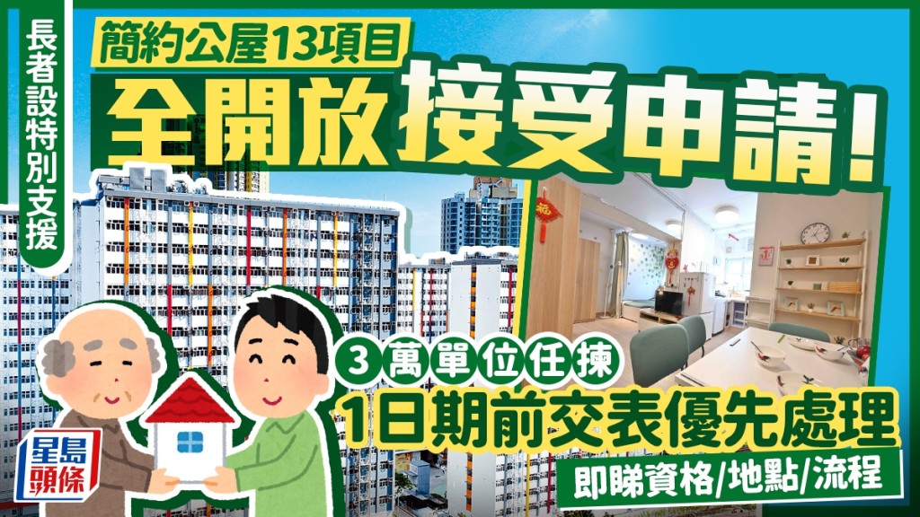 简约公屋︱13个项目全数开放接受申请！设3万单位 长者有特别支援 即睇资格/地点/流程