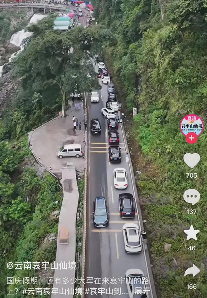 哀牢山山路滿是汽車。（網絡圖片）