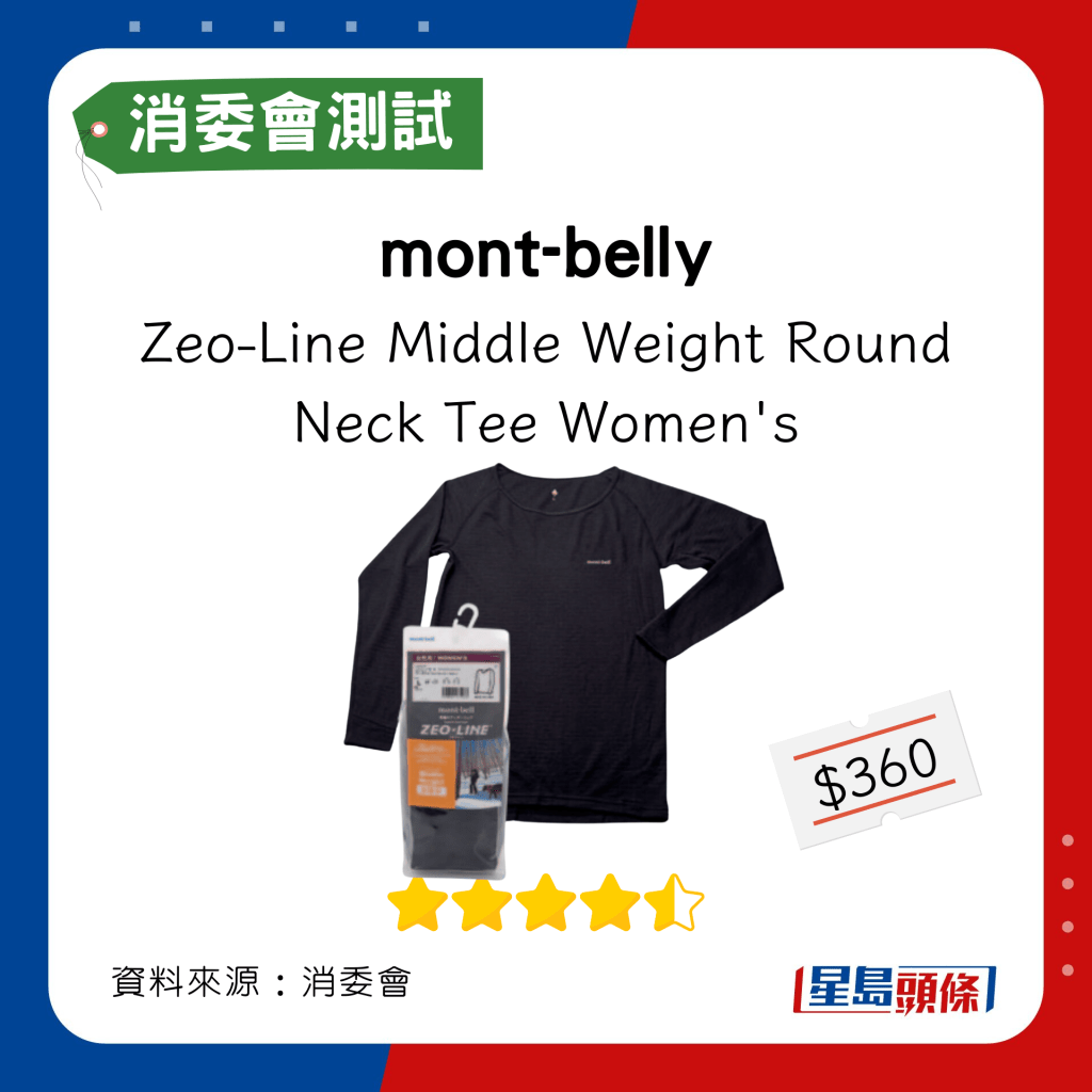 mont-belly Zeo-Line Middle Weight Round Neck Tee Women's 