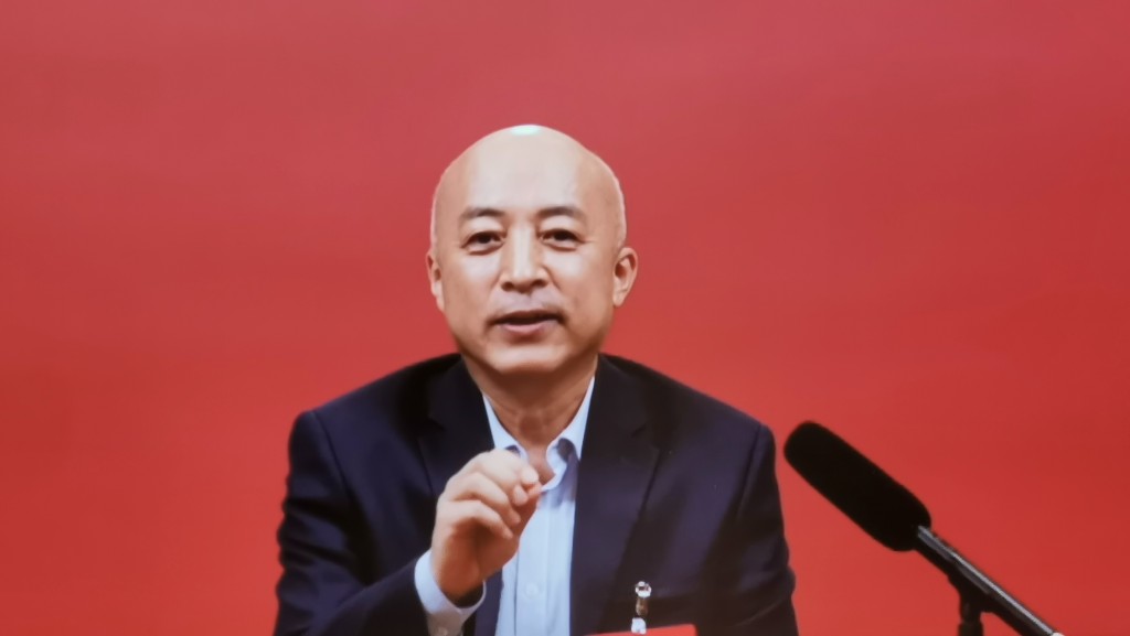故宮博物院院長王旭東與記者視像連線,接受採訪。張言天攝