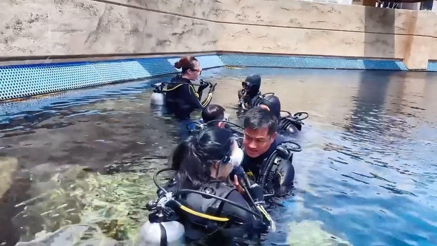 玩潜水。