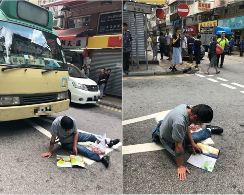 粉嶺男子臥小巴前拒離開。facebook Fanling 粉嶺圖片