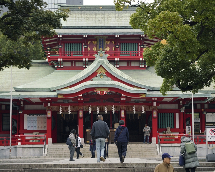 江東區富岡一丁目的神道教神社富岡八幡宮。美聯社