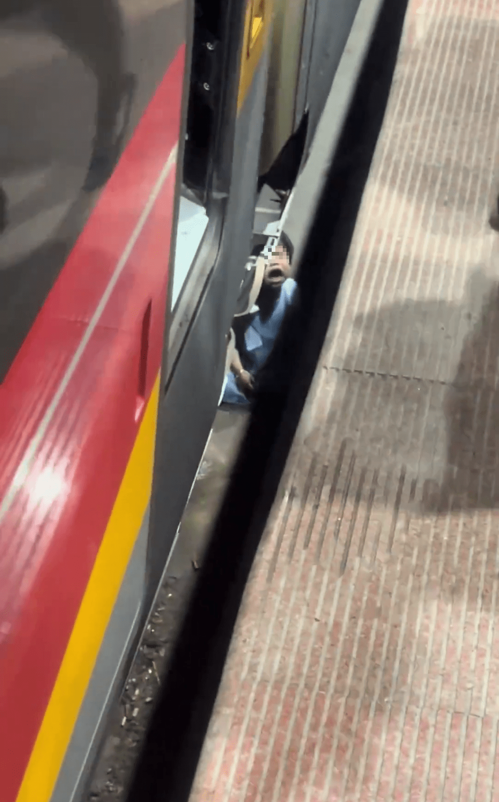 女童深圳北站落車不慎跌落月台空隙受驚嚎哭。 女童深圳北站落車不慎跌落月台空隙受驚嚎哭。