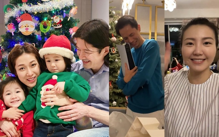 鍾嘉欣趕及返加與老公和一對子女慶祝;吳若希雖然產後未修身,也不介意露面直播老公拆禮物的開心樣。