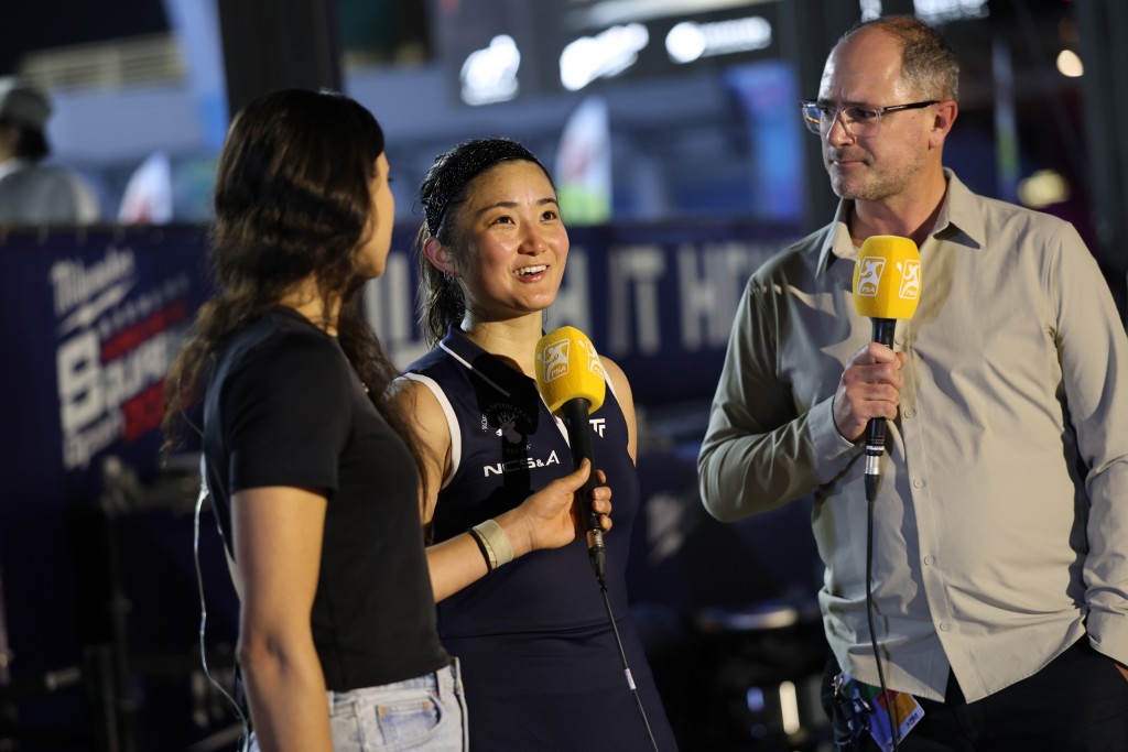 渡邊賽後接受PSA訪問。徐嘉華攝