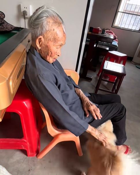 113岁的陈老太生活仍能自理。抖音