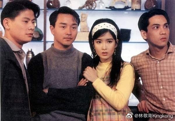 林敬刚（左）曾与张国荣、周慧敏合拍电影《蓝江传》。