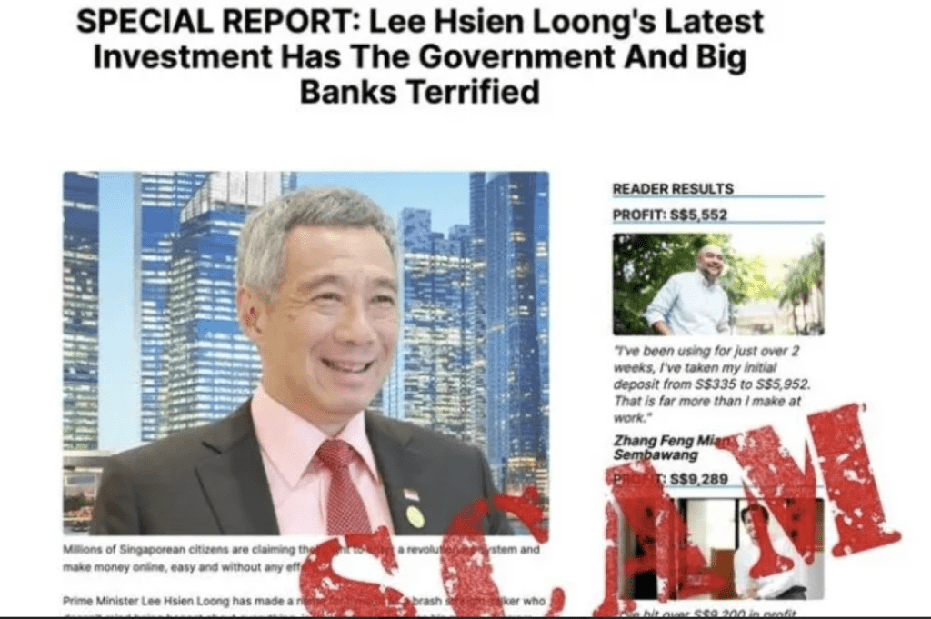 李顯龍22日在自己的官方facebook帳號發文提醒民眾，每當他剛發表完重要演講後，騙徒就會利用他最新曝光的照片，移花接木推出「銷售」廣告，欺騙金錢。