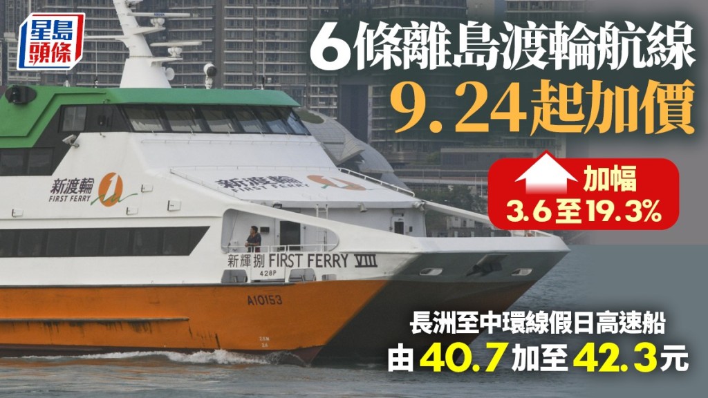 6條離島渡輪線9.24起加價。