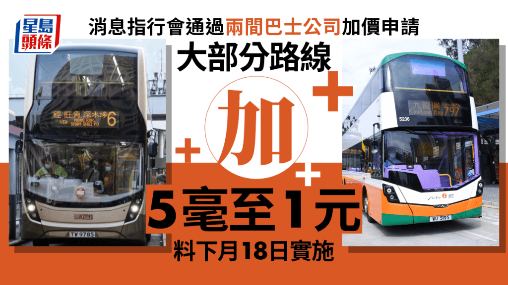 有消息指，行會今日（30日）通過兩間巴士的加價申請。