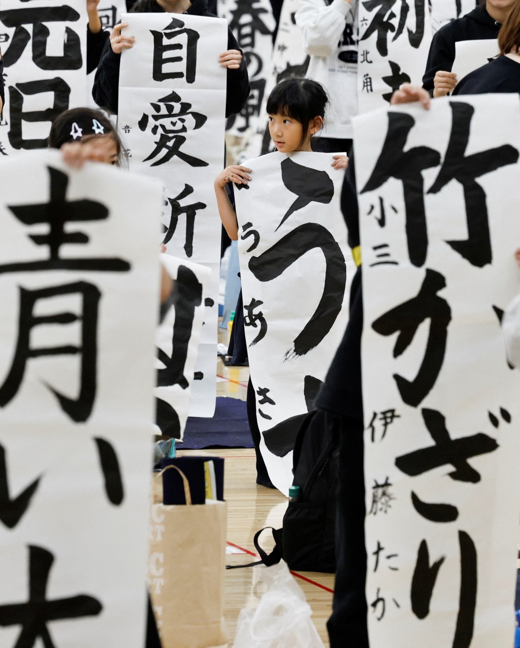 東京新年書法大賽。 路透社 