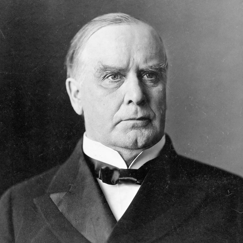 第25任总统威廉·麦金利（William McKinley）与支持者握手时，受枪击身亡。