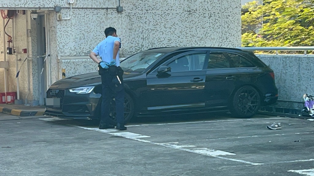 警員在私家車調查。 警員在私家車調查。