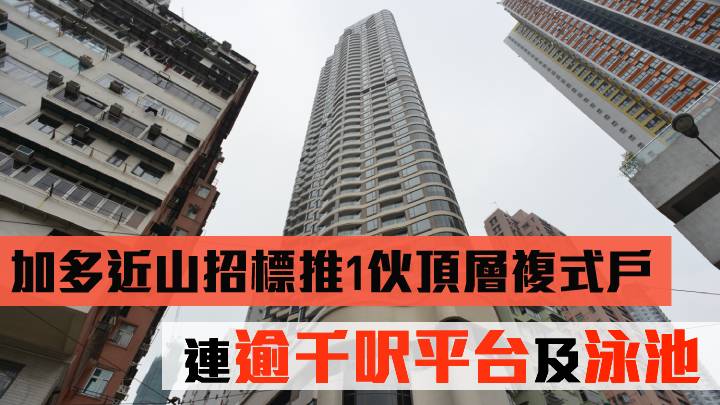 加多近山招標推1伙頂層複式戶 連逾千呎平台及泳池