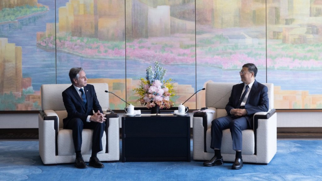 布林肯今早与上海市委书记陈吉宁会面。