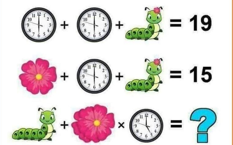 一條沒有頭花的蟲,加兩朵花再加5時正時鐘又是多少?
