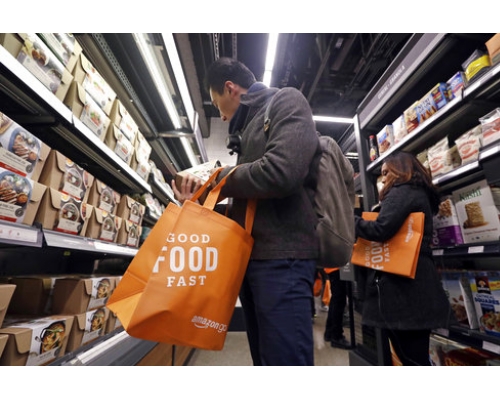 美国「无人商店」开幕。AP图片