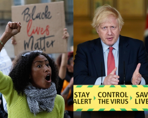 倫敦逾萬人聲援美國示威，約翰遜表態反對種族主義，籲民眾和平示威。AP圖